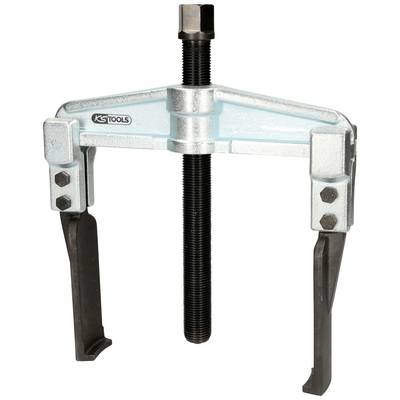 A two-legged puller with adjustable arms and a central threaded bolt, used for removing bearings or gears.