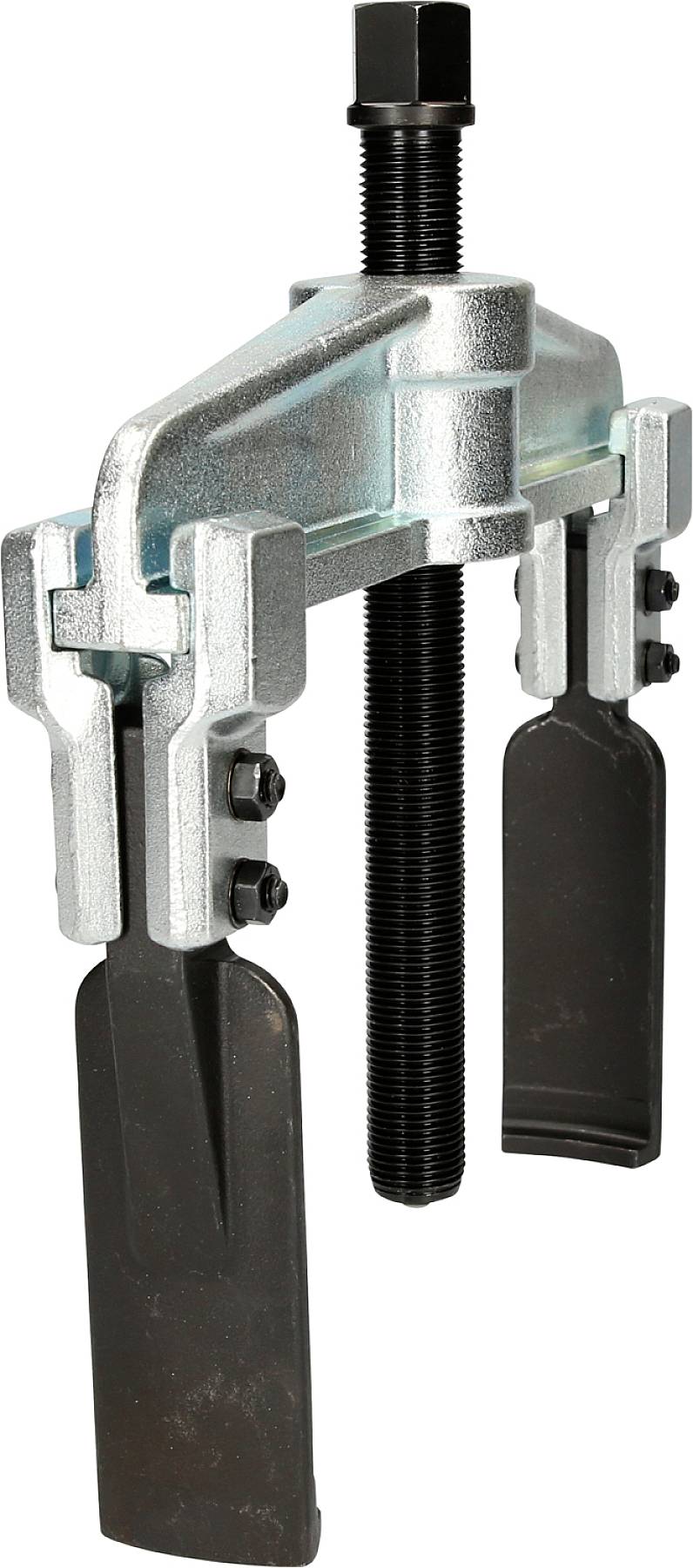 Metal puller with two robust arms and a central screw for removing fixed parts in mechanical engineering applications.