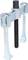Two-hook metal puller with threaded screw, used for securely removing bearings or gears.
