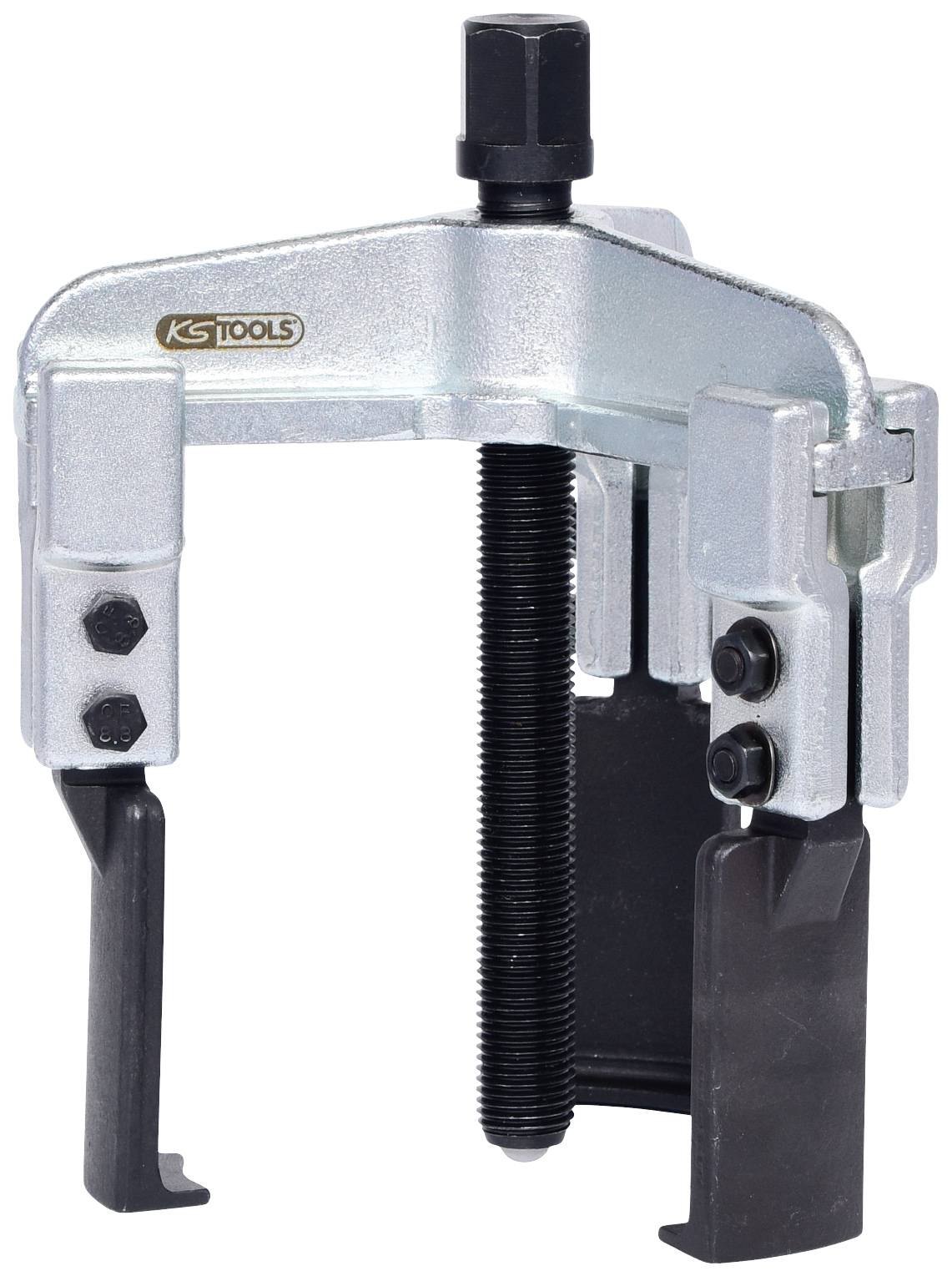 Tool for dismantling bearings or gears, consisting of a frame with adjustable arms and a central screw.