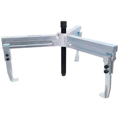 A three-legged puller with adjustable arms and a spindle in the centre, for dismantling bearings and gears.