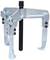 A three-legged puller with a silver metal frame and black screw, often used for removing gears or bearings.