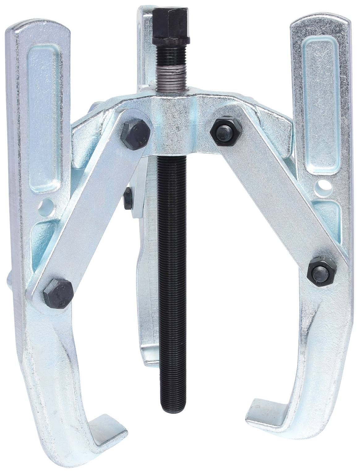Metallic three-arm puller with a central screw, used for removing bearings or gears from axles.