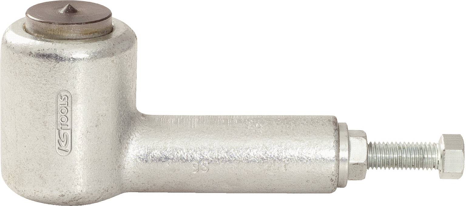 Silver-coloured pressing piece with a round head and a threaded bolt on the side. Marked with 'KS Tools'. Tool for pressing or holding.