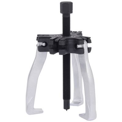 A three-arm puller with a black spindle and silver arms, used for removing gears or bearings from shafts.