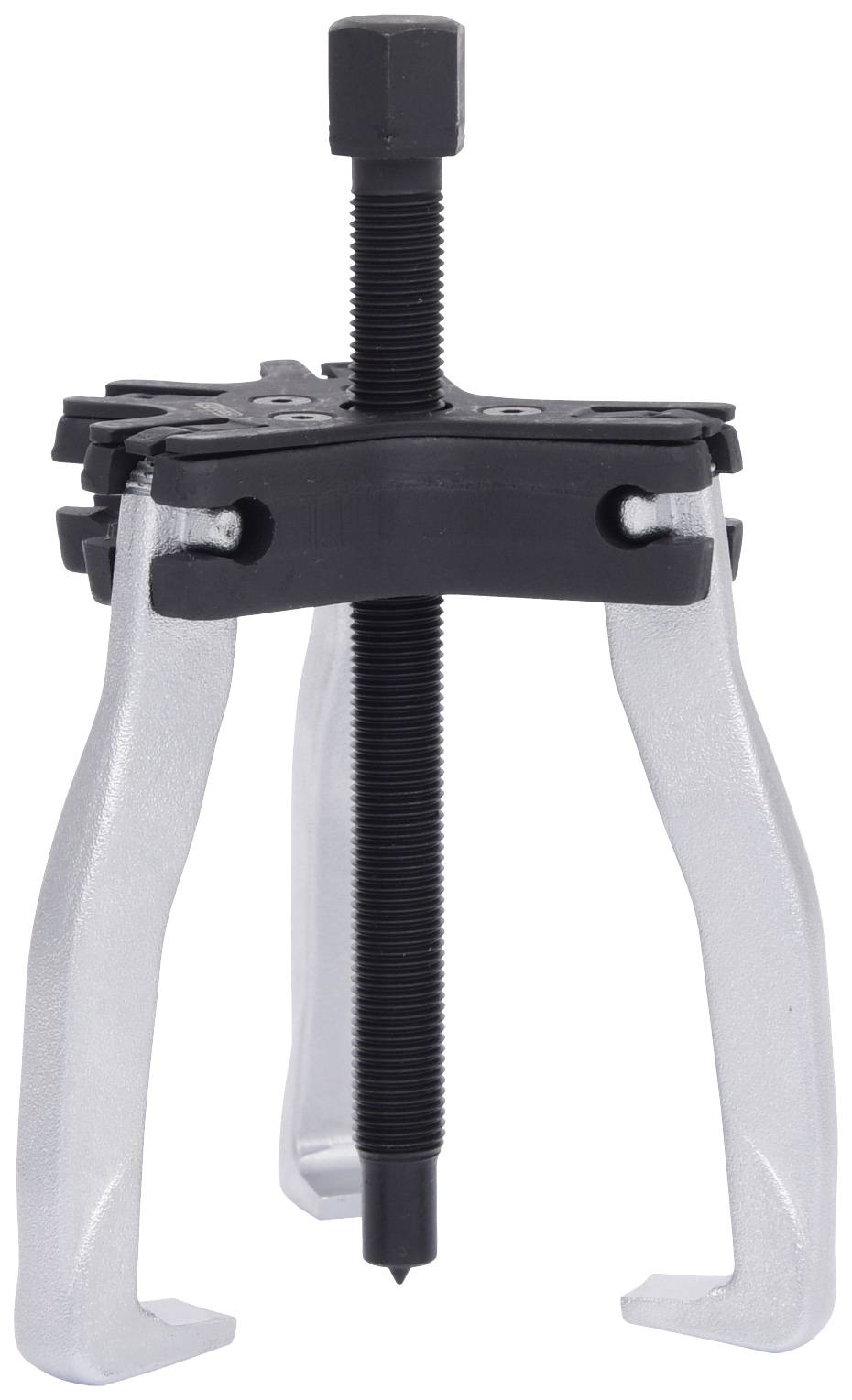 A three-legged internal puller with a black spindle and metallic gripping arms. Used for removing seized parts.