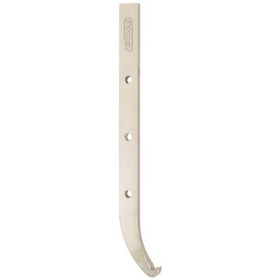 L-shaped, metal blade with three holes, used for industrial applications or machines, brand name engraved on top.