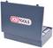 A dark blue toolbox with the 'KS TOOLS' logo on the front is slightly open, revealing stacked internal compartments.