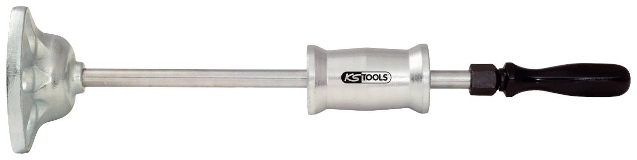 A silver body hammer with a black handle, used for panel beating in car repair.