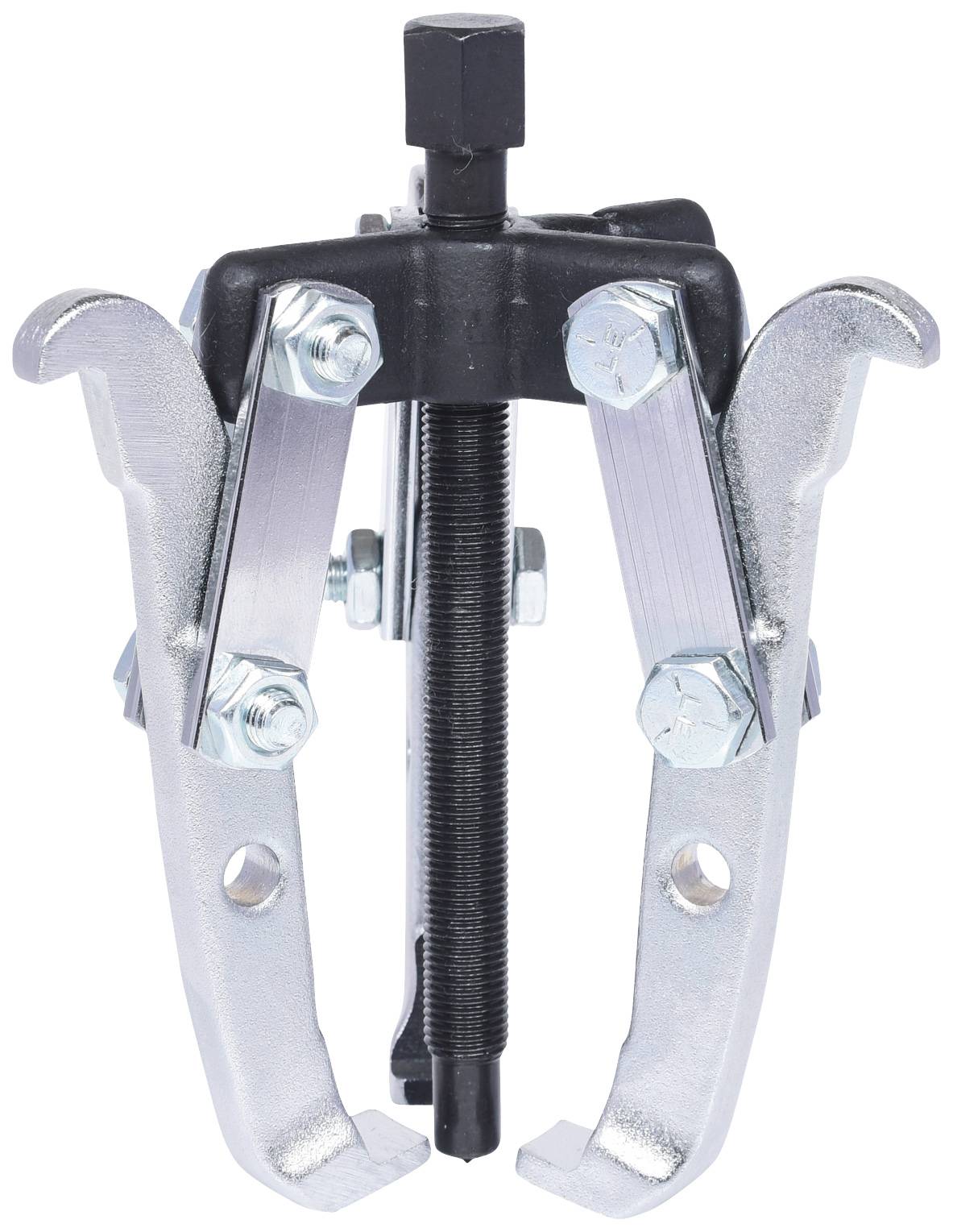 A three-legged metal puller used for removing bearings or gears from shafts.