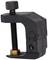 Metal G-clamp with threaded mechanism, in black, for securing or applying pressure to objects.