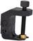 'Metal G-clamp with a rotatable screw and square head, used for securely fastening objects.'