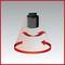 A black cylinder is rotating within a red-marked cone. Red arrows indicate the direction of rotation to the left.