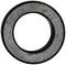 A black, round metal ring with an empty centre, similar to a washer, on a white background.