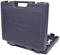 Grey plastic tool case, closed, with carry handle and textured surface. Brand logo visible on the front.