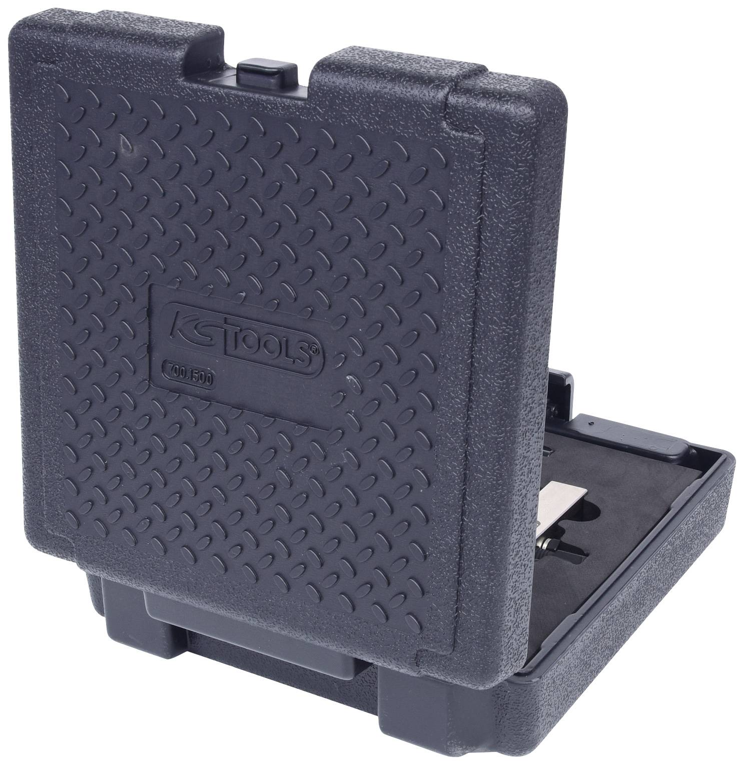 'Tool Case' - A black, textured tool case, partially open, with identifiable tools inside.