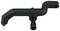 A single, black metal component with a curved handle and screw mechanism, potentially a tool or machine part.