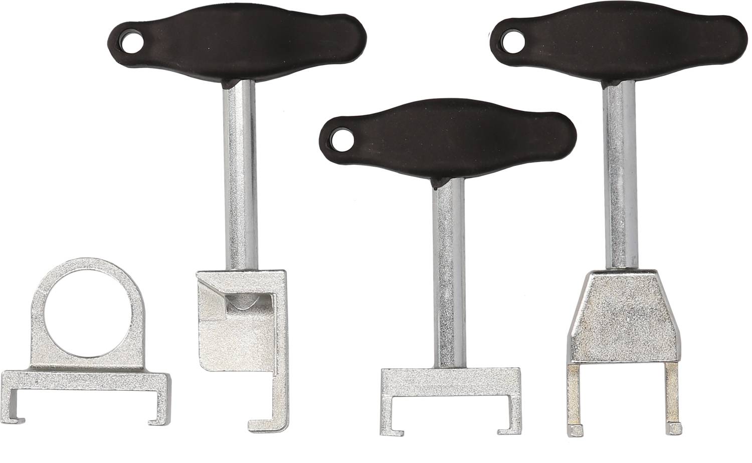Four metal vehicle unlocking tools with black handles, each having different shapes at the ends.