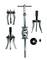 Bearing puller set with slide hammer, comprising multiple components: Two pullers, slide hammer and accessories. Used for removing bearings.