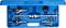 Blue plastic case containing various silver-coloured metal tools, including a sliding hammer and extraction devices, for vehicle repair.