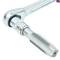 A silver ratchet spanner with an extended metal drill bit attachment, suitable for mechanical or technical work.