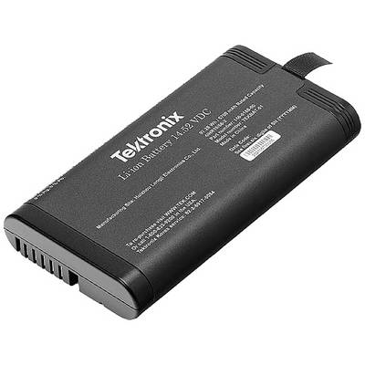 Black Tektronix Li-Ion battery with technical specifications printed on the surface, including a voltage of 14.8 VDC.