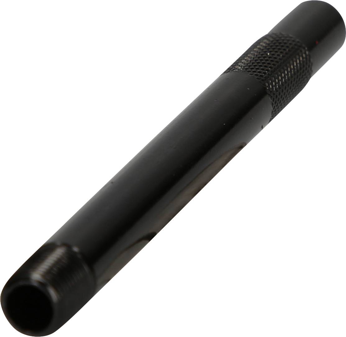 A black, cylindrical metal adapter with a knurled section for enhanced grip.