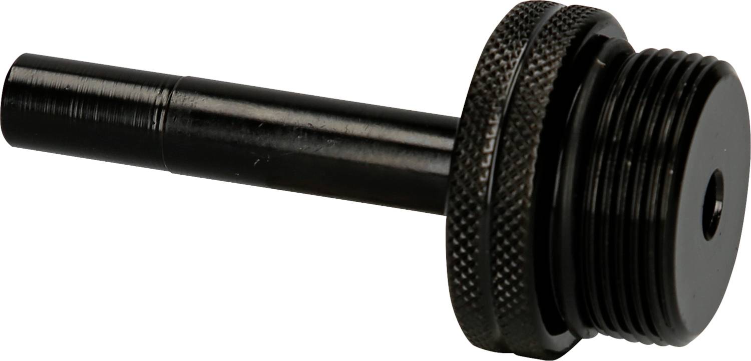 A black metal tool with a long, narrow shaft and a knurled grip section at the end.