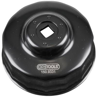 Black oil filter wrench by KS Tools, model number 150.9331, suitable for removing oil filters in workshops.