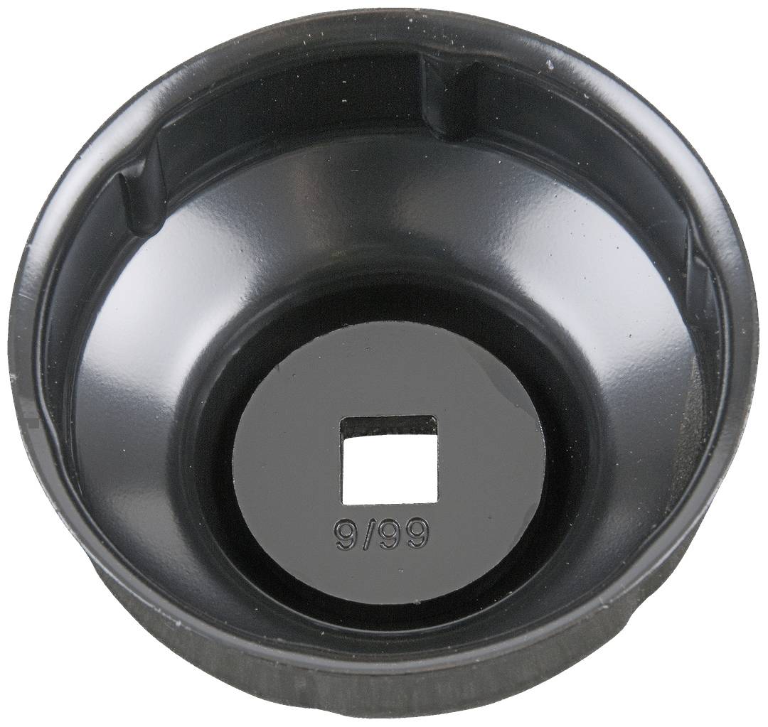 'Round black tool part with a square opening in the centre and the engraved number 9/99.'