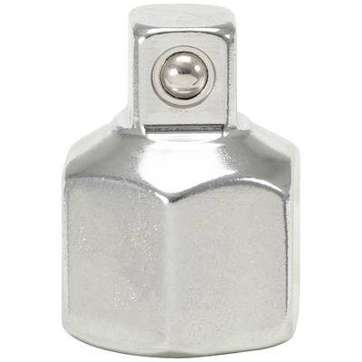 Silver-coloured perfume atomiser with a square shape and round nozzle.