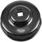 Black oil filter cap wrench by KS Tools, model number 150.9341, made of metal, for removing oil filters.