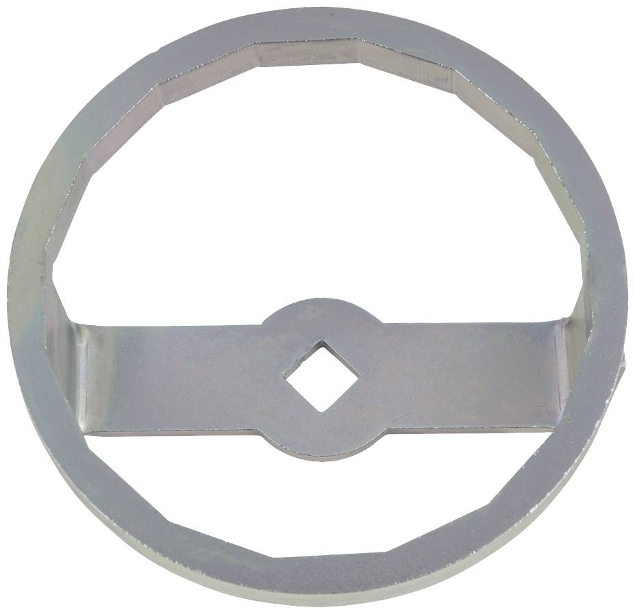 An octagonal metal tool with a central, square hole, likely used for loosening or tightening heavy-duty connections.