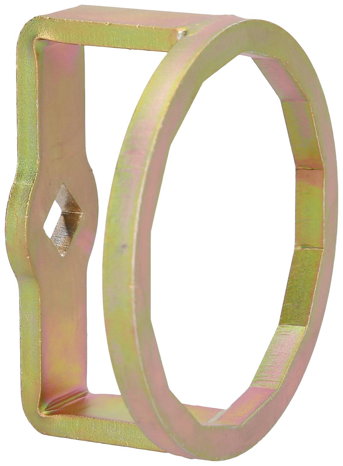 Metallic, octagonal tool with a rectangular opening; possibly a specialist tool used in mechanics.
