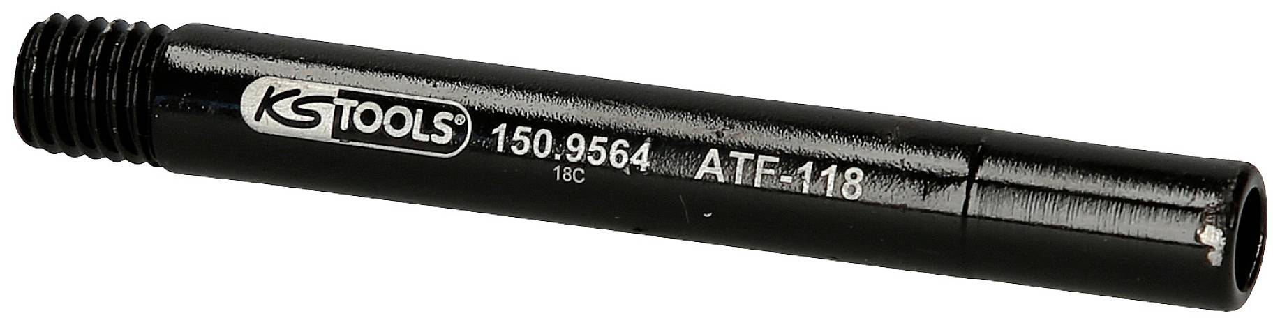 A black adapter by KS Tools with the inscription '150.9564 ATF-118', used for specialised applications in mechanics.