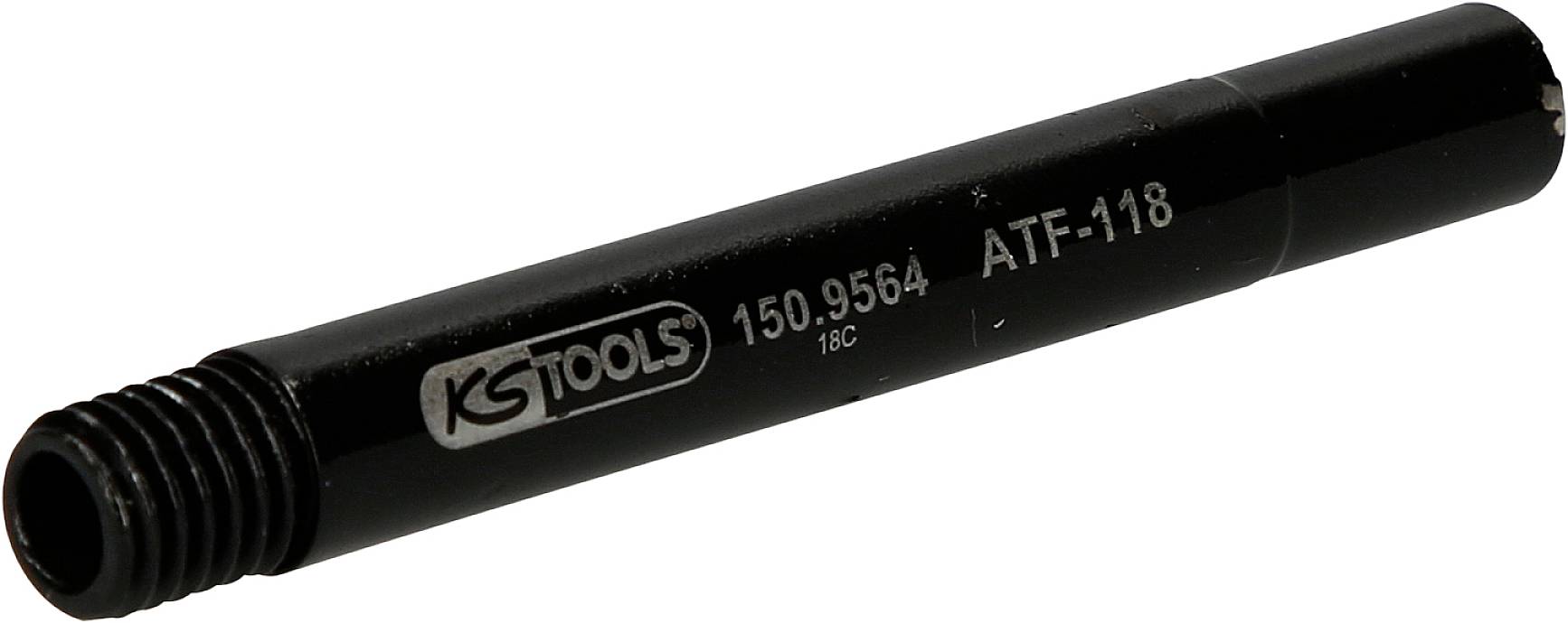 A black bolt with the inscription 'KS TOOLS 150.9564 ATF-118', likely a tool part or component.