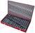 Drill replacement in a red box with compartments for various diameters, from 1 mm to 13 mm. Box is open, drills are neatly sorted.
