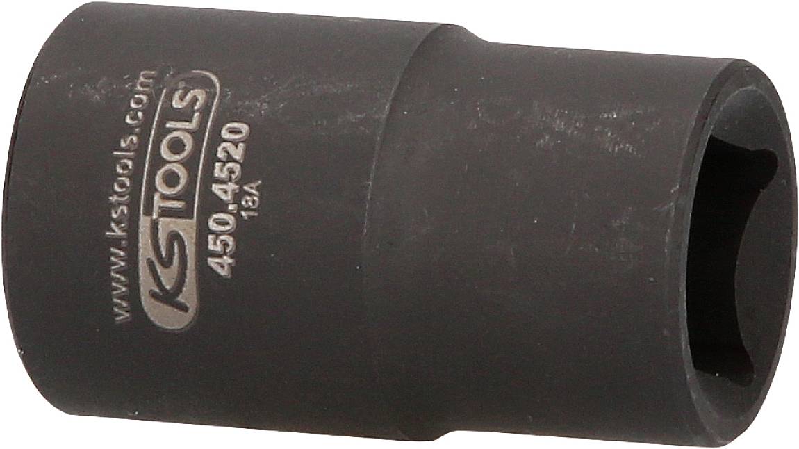 Black hexagonal socket with the inscription 'KS TOOLS 450.4520 18A', suitable for craftwork and machinery.