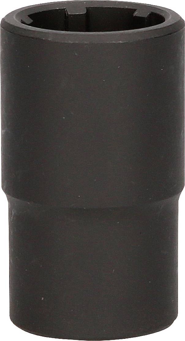 Black socket wrench, cylindrical in shape, for use in mechanical or craftsman applications.