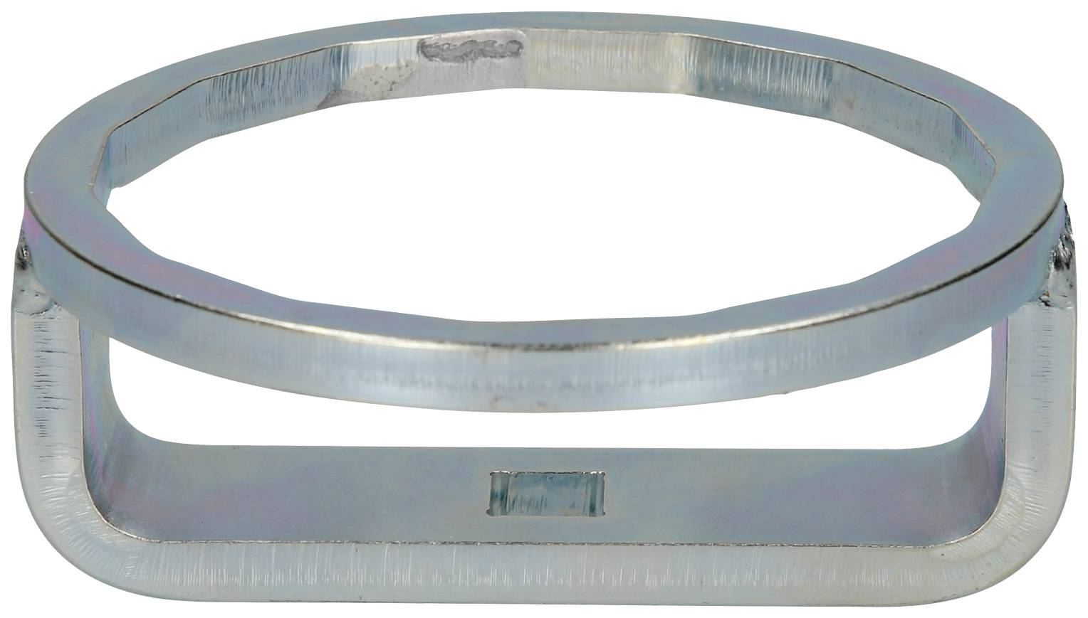 A silver-coloured metal ring with a rectangular cross-section and smooth surface, positioned horizontally.