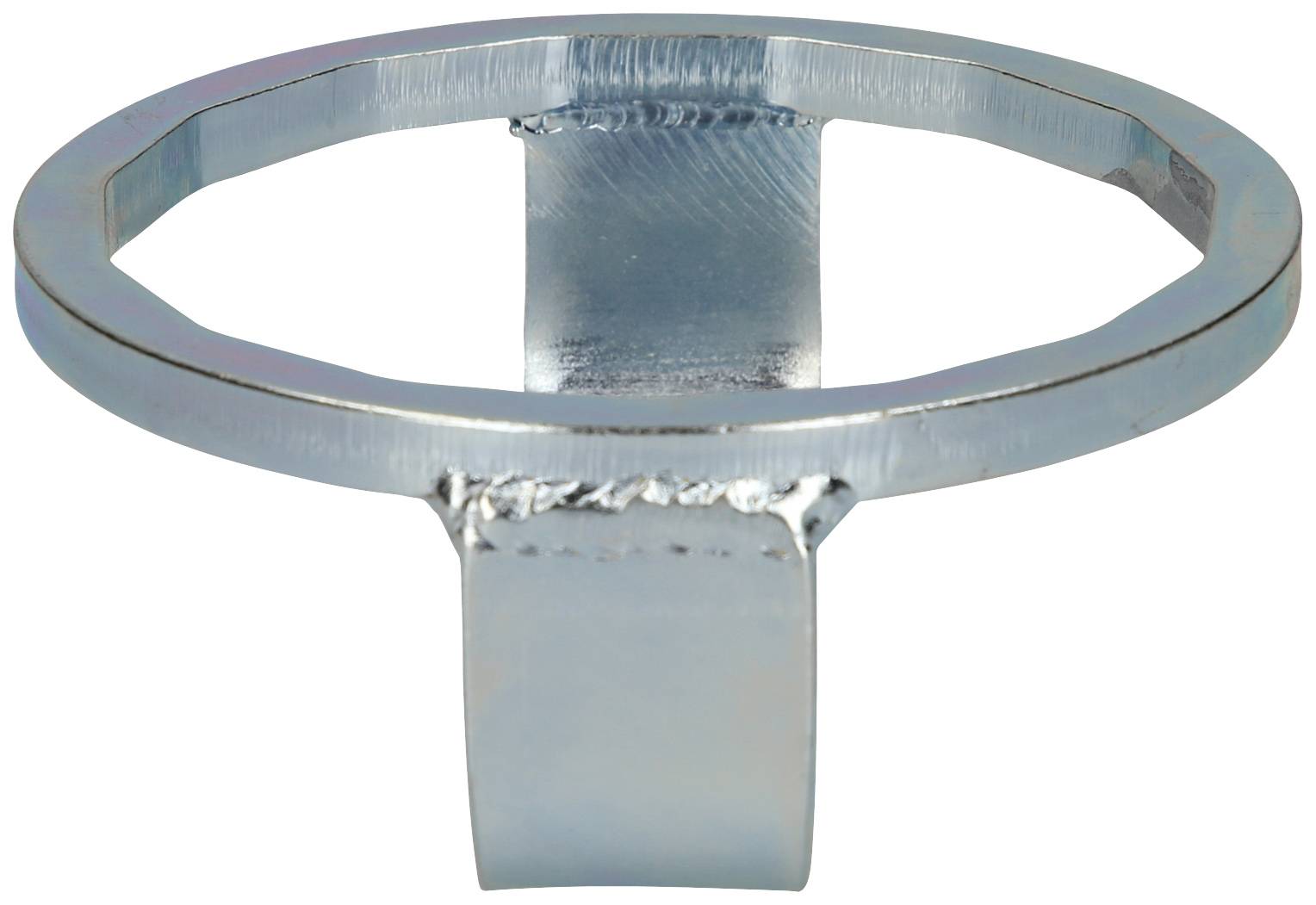 Metallic ring with integrated mounting, presumably for mechanical or industrial applications.