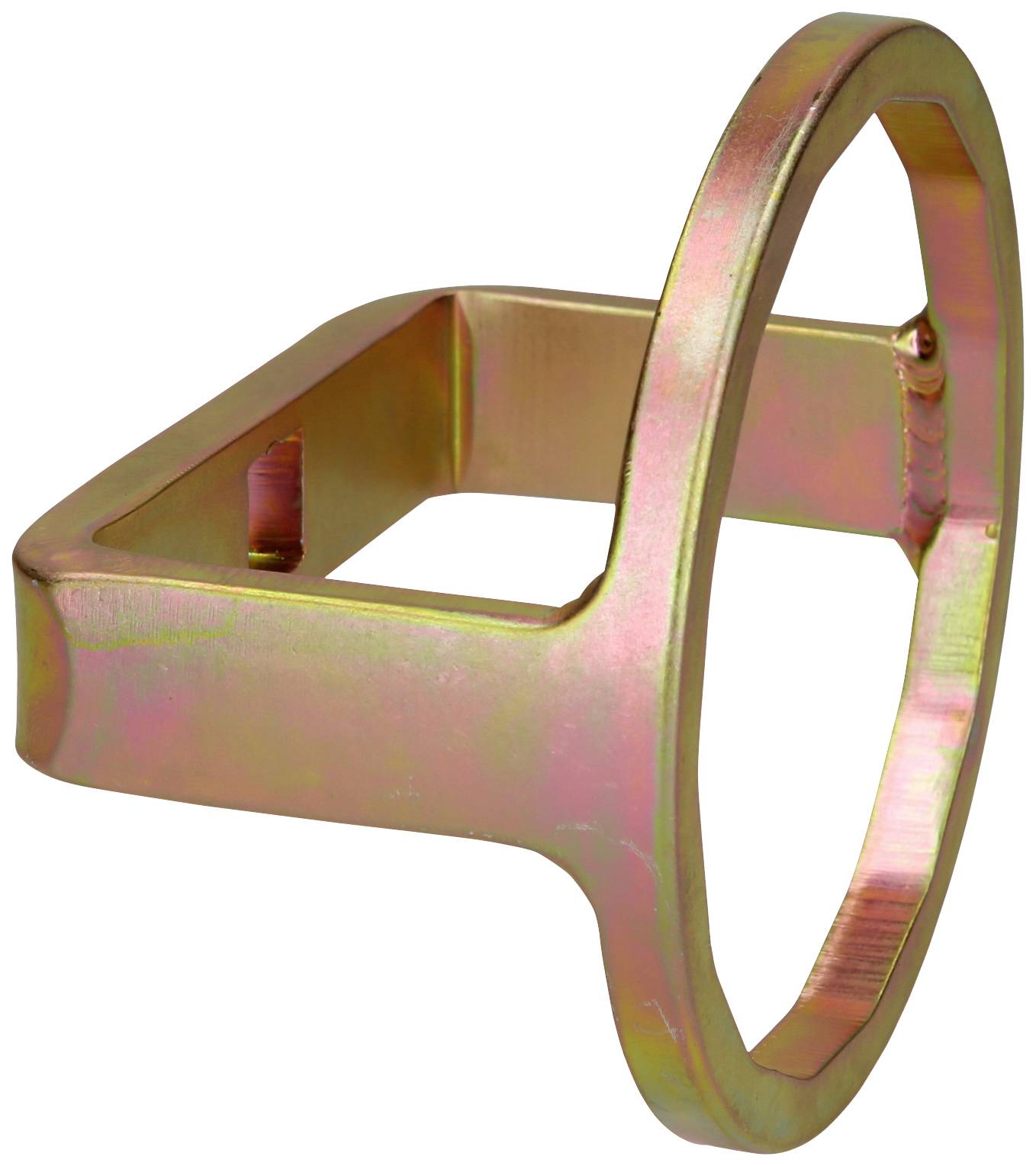Metallic ring made of a yellowish-lustrous material, forming a hexagonal profile.