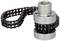 A metal chain is loosely wound around a cylindrical gear wheel, suggesting robust manufacturing and industrial usage.