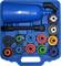 A case containing various coloured tool attachments and a blue container, likely for cooling circuits in vehicles.