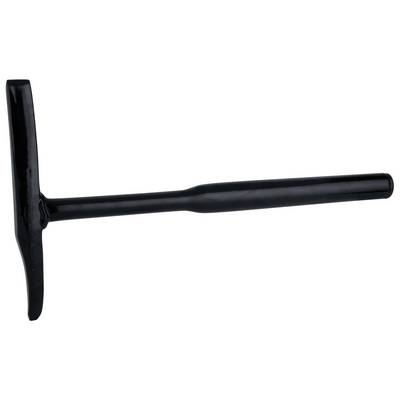 A black pointed hammer with a long handle, partially rusty. Used for rock or impact excavations.