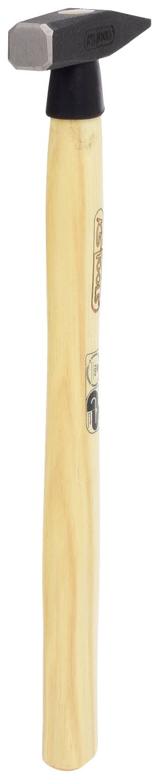 A hammer with a wooden handle and a metallic head, suitable for craft work such as driving nails or hammering.