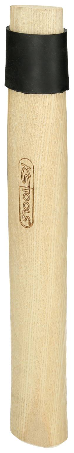 A wooden shaft with a black plastic or rubber handle, possibly part of a tool or instrument.