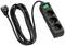 'Triple socket extension lead with long cable and green on/off switch.'