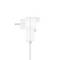 White power adapter with integrated EU plug, shown from the side. A cable runs downwards, visible against a white background.