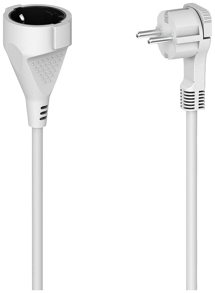 Mains cable with Euro plug and black socket, suitable for connection to European power outlets.